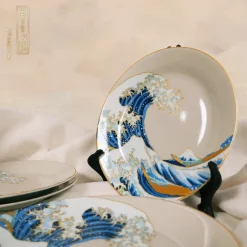 Die Große Welle von Kanagawa Set aus 4 Tellern