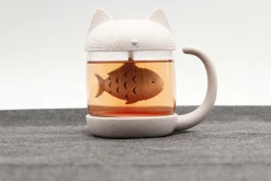 Katzen-Teetasse mit Teesieb