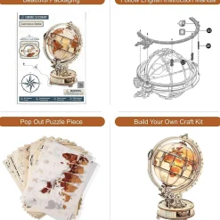 Leuchtender Globus Holzbausatz