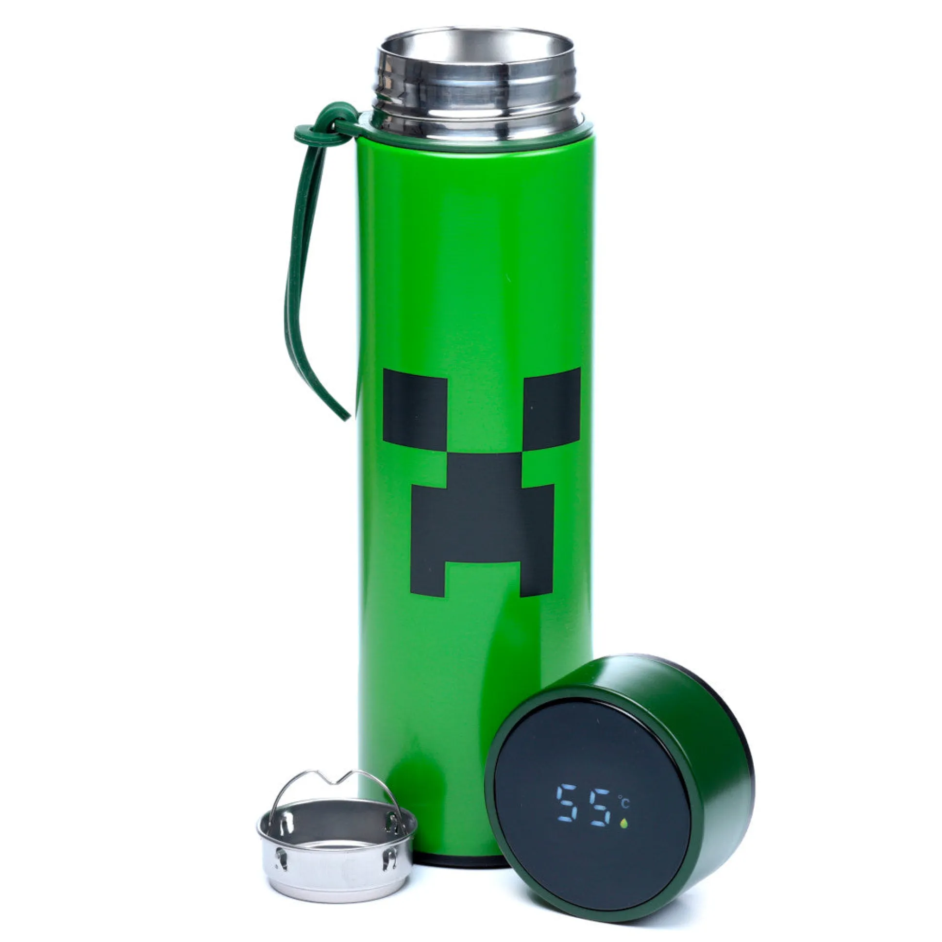 Minecraft Creeper Trinkflasche mit Digital Thermometer