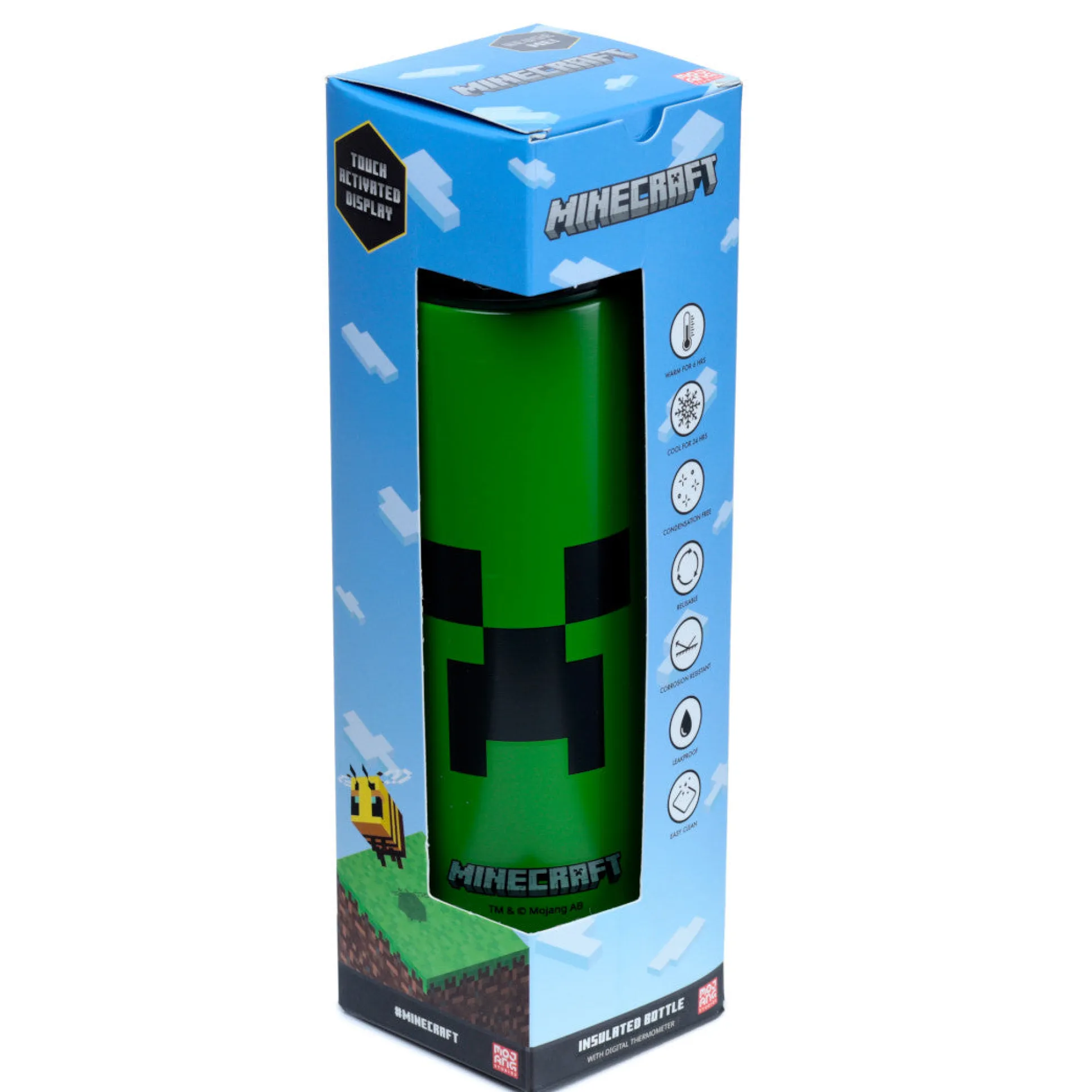 Minecraft Creeper Trinkflasche mit Digital Thermometer
