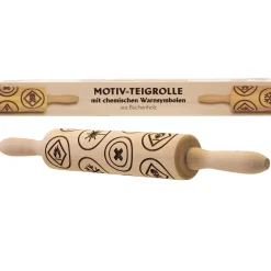 Motiv-Teigrolle mit chemischen Warnsymbolen